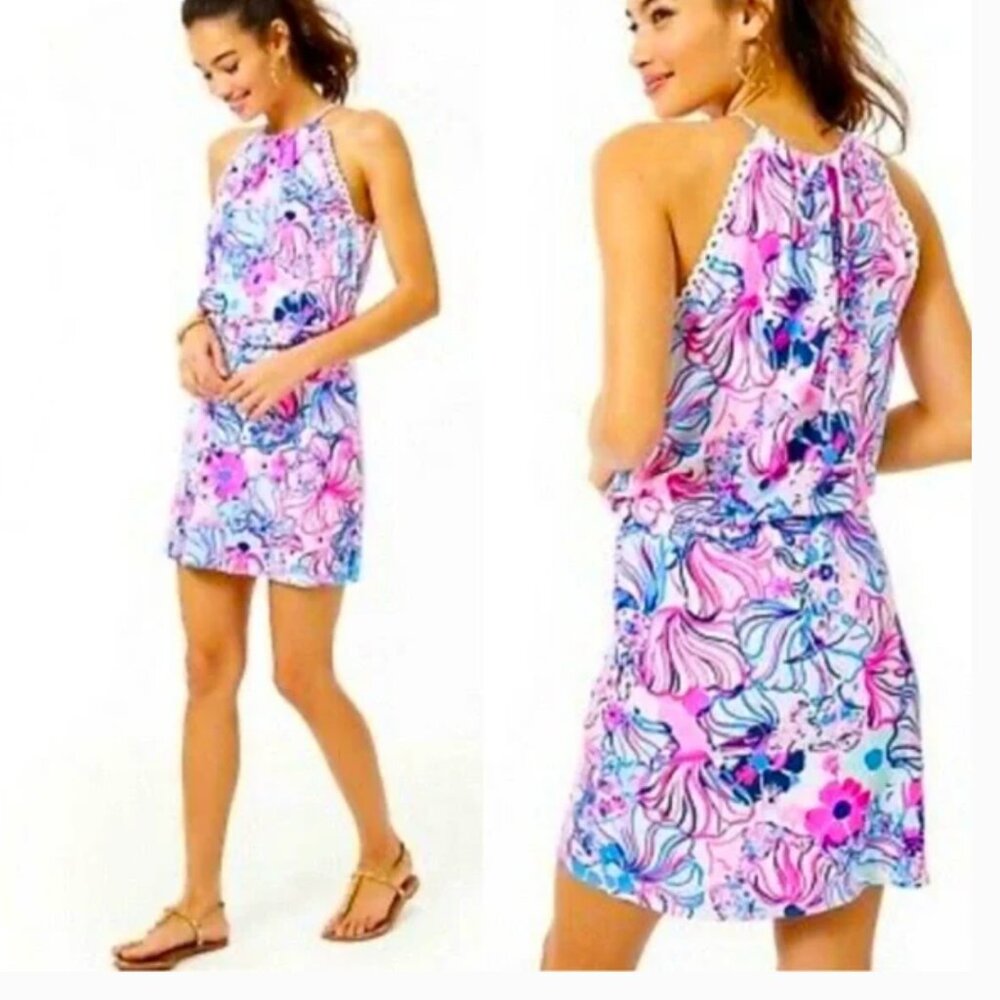 Lilly Pulitzer Preppy Gianna Make A Splash Skort Romper in Prosecco Pink Size XS